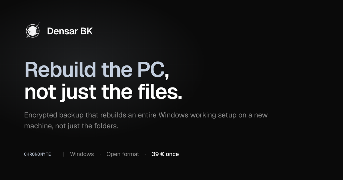 Densar BK: rebuild the PC, not just the files
