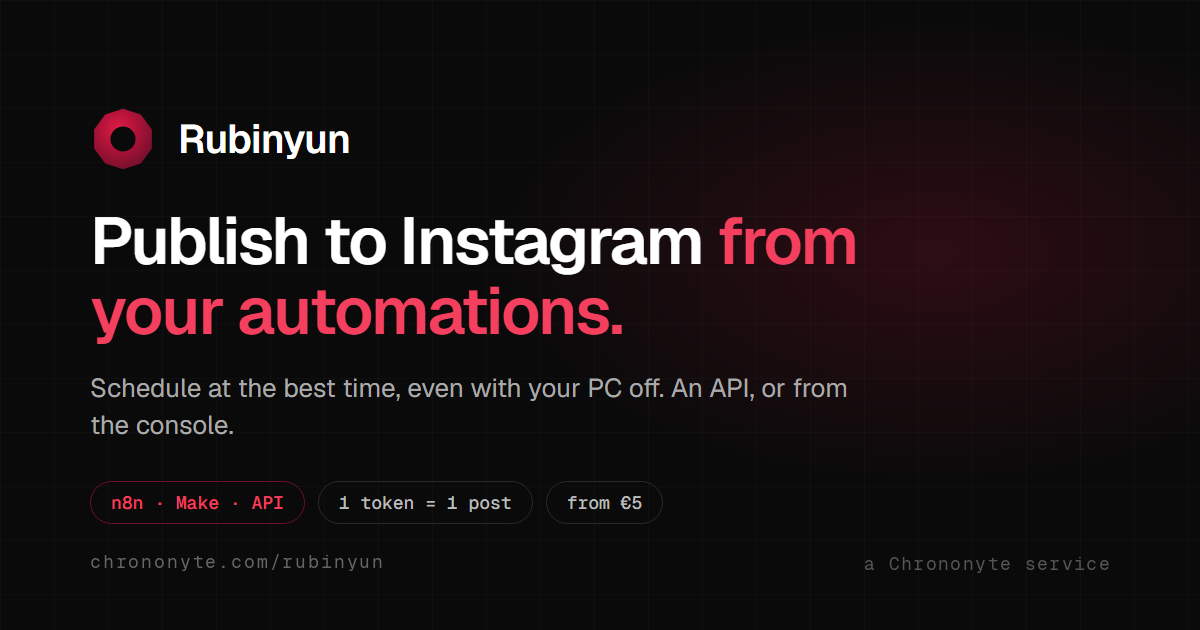 Rubinyun: schedule and auto-publish to Instagram and Facebook